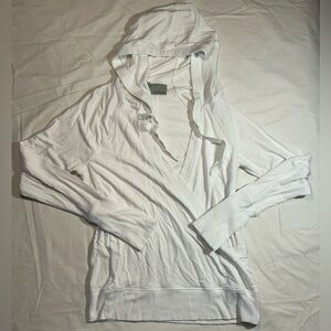 Athleta Women’s XS 2014 White Wrap-Front Hooded Cardigan W/ Thumb Holes Rayon